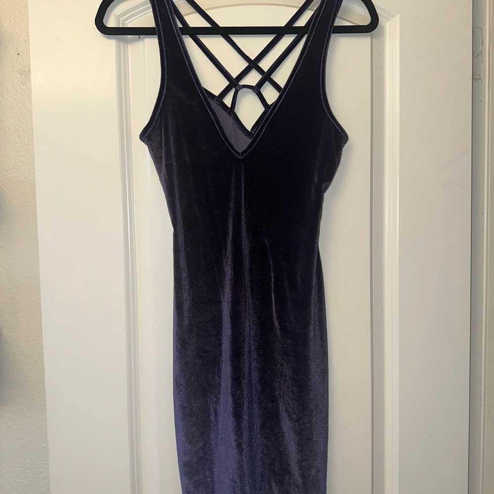 Purple Velvet Strappy Dress